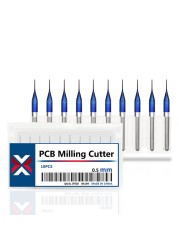 XCAN Corn Milling Machine Cutter 10pcs 0.5/0.8/1.0mm Blue Coated Carbide PCB Router Bits for Wood/Metal Milling Engraving End Mill