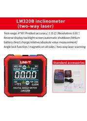 UNI-T LM320A LM320B Electronic Angle Meter Digital Protractor Magnetic Inclinometer Angle Test Bevel Measuring Tool Box