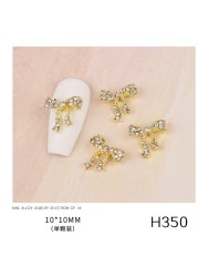 3pcs new nail art butterfly combined with gold jewelry hollow metal love rhinestone super flash butterfly nail decoration drill