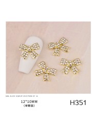 3pcs new nail art butterfly combined with gold jewelry hollow metal love rhinestone super flash butterfly nail decoration drill