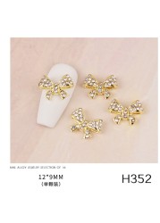 3pcs new nail art butterfly combined with gold jewelry hollow metal love rhinestone super flash butterfly nail decoration drill