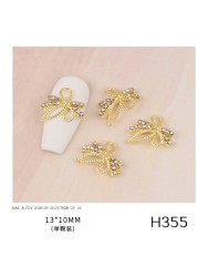 3pcs new nail art butterfly combined with gold jewelry hollow metal love rhinestone super flash butterfly nail decoration drill