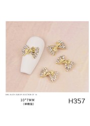 3pcs new nail art butterfly combined with gold jewelry hollow metal love rhinestone super flash butterfly nail decoration drill