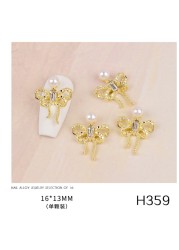 3pcs new nail art butterfly combined with gold jewelry hollow metal love rhinestone super flash butterfly nail decoration drill