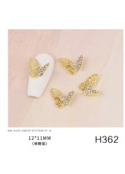 3pcs new nail art butterfly combined with gold jewelry hollow metal love rhinestone super flash butterfly nail decoration drill