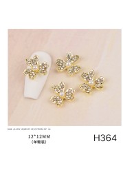 3pcs new nail art butterfly combined with gold jewelry hollow metal love rhinestone super flash butterfly nail decoration drill