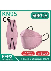 الكبار KN95 قناع الوجه قناع الوجه المتاح 4-layer غير المنسوجة الغبار fpp2 ماسكارا النسيج المتاح قناع الوجه الاسود ffp2 قناع