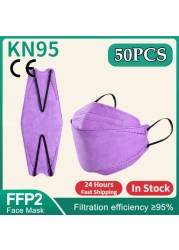 الكبار KN95 قناع الوجه قناع الوجه المتاح 4-layer غير المنسوجة الغبار fpp2 ماسكارا النسيج المتاح قناع الوجه الاسود ffp2 قناع