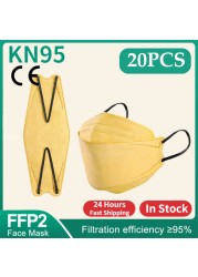 الكبار KN95 قناع الوجه قناع الوجه المتاح 4-layer غير المنسوجة الغبار fpp2 ماسكارا النسيج المتاح قناع الوجه الاسود ffp2 قناع