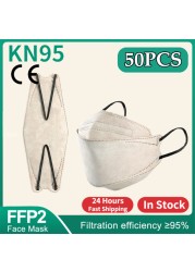 الكبار KN95 قناع الوجه قناع الوجه المتاح 4-layer غير المنسوجة الغبار fpp2 ماسكارا النسيج المتاح قناع الوجه الاسود ffp2 قناع