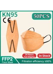 الكبار KN95 قناع الوجه قناع الوجه المتاح 4-layer غير المنسوجة الغبار fpp2 ماسكارا النسيج المتاح قناع الوجه الاسود ffp2 قناع