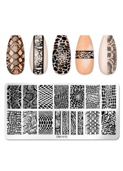 Nail Stamping Plates Natural Animal Snake Scale Flower Grass Tree Theme Image Template Nail Art Template Decoration 42 Designs