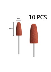 10pcs/set 10*24mm Rubber Silicone Nail Drills Big Head Bits Nail File Grinders For Manicure Pedicure Cuticle Clean Tools 15