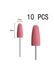 10pcs/set 10*24mm Rubber Silicone Nail Drills Big Head Bits Nail File Grinders For Manicure Pedicure Cuticle Clean Tools 15