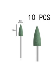 10pcs/set 10*24mm Rubber Silicone Nail Drills Big Head Bits Nail File Grinders For Manicure Pedicure Cuticle Clean Tools 15