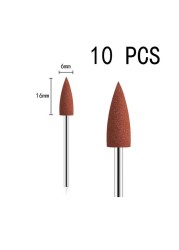 10pcs/set 10*24mm Rubber Silicone Nail Drills Big Head Bits Nail File Grinders For Manicure Pedicure Cuticle Clean Tools 15