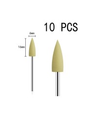 10pcs/set 10*24mm Rubber Silicone Nail Drills Big Head Bits Nail File Grinders For Manicure Pedicure Cuticle Clean Tools 15