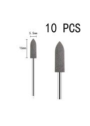 10pcs/set 10*24mm Rubber Silicone Nail Drills Big Head Bits Nail File Grinders For Manicure Pedicure Cuticle Clean Tools 15