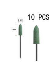 10pcs/set 10*24mm Rubber Silicone Nail Drills Big Head Bits Nail File Grinders For Manicure Pedicure Cuticle Clean Tools 15