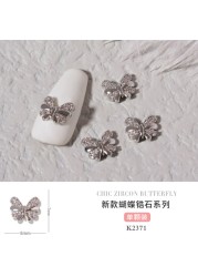 3pcs Butterfly manicure new luxury zircon nail drill paste three-dimensional metal pendant chain nail jewelry