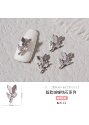 3pcs Butterfly manicure new luxury zircon nail drill paste three-dimensional metal pendant chain nail jewelry