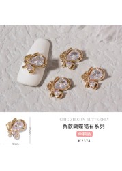 3pcs Butterfly manicure new luxury zircon nail drill paste three-dimensional metal pendant chain nail jewelry