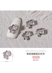 3pcs Butterfly manicure new luxury zircon nail drill paste three-dimensional metal pendant chain nail jewelry