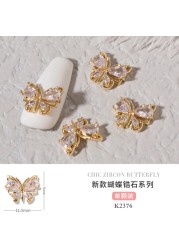 3pcs Butterfly manicure new luxury zircon nail drill paste three-dimensional metal pendant chain nail jewelry