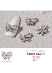 3pcs Butterfly manicure new luxury zircon nail drill paste three-dimensional metal pendant chain nail jewelry