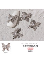 3pcs Butterfly manicure new luxury zircon nail drill paste three-dimensional metal pendant chain nail jewelry