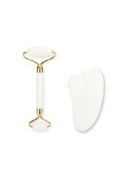 White Jade Roller Gua Sha Set White Jade Massager Anti Aging Eye Puffiness Wrinkle Skin Care Facial Massage Eyes Slimming