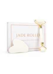 White Jade Roller Gua Sha Set White Jade Massager Anti Aging Eye Puffiness Wrinkle Skin Care Facial Massage Eyes Slimming