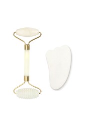 White Jade Roller Gua Sha Set White Jade Massager Anti Aging Eye Puffiness Wrinkle Skin Care Facial Massage Eyes Slimming