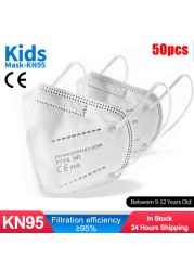 ffp2 kids mask anti-dust breathable 5 layers multicolor european specification reusable girls 9-12 years kn95 face mask