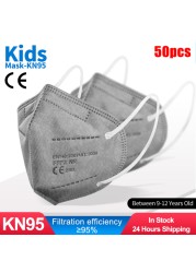 ffp2 kids mask anti-dust breathable 5 layers multicolor european specification reusable girls 9-12 years kn95 face mask