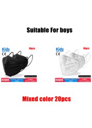 ffp2 kids mask anti-dust breathable 5 layers multicolor european specification reusable girls 9-12 years kn95 face mask