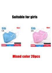 ffp2 kids mask anti-dust breathable 5 layers multicolor european specification reusable girls 9-12 years kn95 face mask