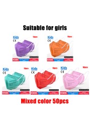 ffp2 kids mask anti-dust breathable 5 layers multicolor european specification reusable girls 9-12 years kn95 face mask