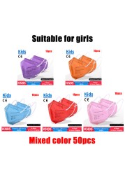 ffp2 kids mask anti-dust breathable 5 layers multicolor european specification reusable girls 9-12 years kn95 face mask