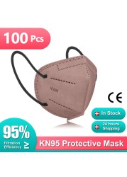 Morandi ffp2fan Adult KN95 Mascarillas FPP2 Face Mask 5 Layers Face Mask Ventilated FFP2 Respirator Mouth Mask KN95 Color