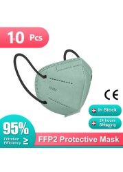 Morandi ffp2fan Adult KN95 Mascarillas FPP2 Face Mask 5 Layers Face Mask Ventilated FFP2 Respirator Mouth Mask KN95 Color