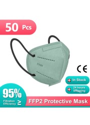 Morandi ffp2fan Adult KN95 Mascarillas FPP2 Face Mask 5 Layers Face Mask Ventilated FFP2 Respirator Mouth Mask KN95 Color