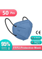 Morandi ffp2fan Adult KN95 Mascarillas FPP2 Face Mask 5 Layers Face Mask Ventilated FFP2 Respirator Mouth Mask KN95 Color