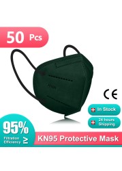 Morandi ffp2fan Adult KN95 Mascarillas FPP2 Face Mask 5 Layers Face Mask Ventilated FFP2 Respirator Mouth Mask KN95 Color