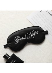 Embroidered Silk Sleep Mask Adjust Button Travel Ventilation Sleep Mask Good Night Pattern Eye Patches For Sleeping Aid