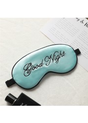 Embroidered Silk Sleep Mask Adjust Button Travel Ventilation Sleep Mask Good Night Pattern Eye Patches For Sleeping Aid