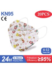 Kn95 أقنعة الاطفال fpp2 المعتمدة قناع للطفل الأسماك المطبوعة الكرتون الفم قناع KN95 Mascarilla Infantil kf94fan ffp2fan Ninos