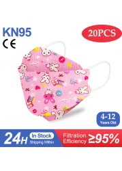 Kn95 أقنعة الاطفال fpp2 المعتمدة قناع للطفل الأسماك المطبوعة الكرتون الفم قناع KN95 Mascarilla Infantil kf94fan ffp2fan Ninos