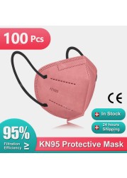 10-100pcs ffp2 Masks Morandi KN95 Masks FFP2 CE Approved Spain Mascarillas FPP2 Black Mask FFP 2 Approved FP2 Face Masks