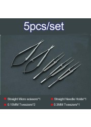 New Eye Microsurgery Instruments 12.5cm Scissors + Needle Holders + Forceps Stainless Steel Surgical Tool